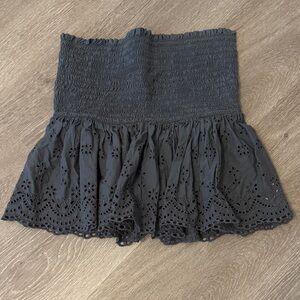 American Eagle Outfitters Charcoal Gray Smocked Tube Top